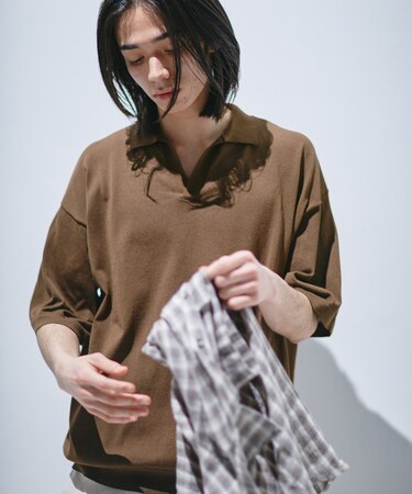 『UR TECH』サマシェア スキッパーニット