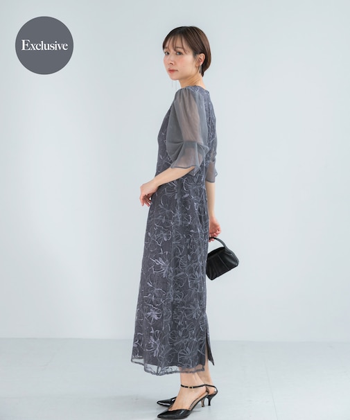 『別注』kaene×ROSSO フラワーエンブロイダリードレス