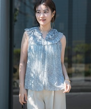 『WEB限定』フラワープリントフリルブラウス