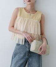 『洗濯可』ダブルジップフリルニットトップ