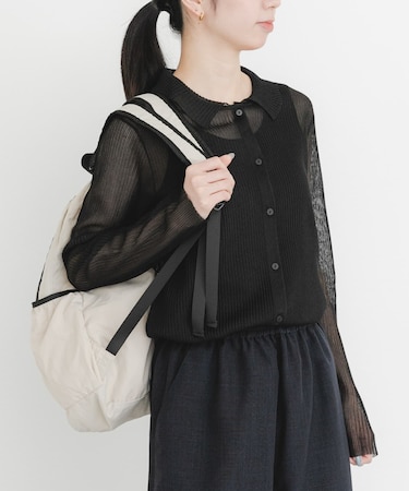 シースルーリブニットカーディガン