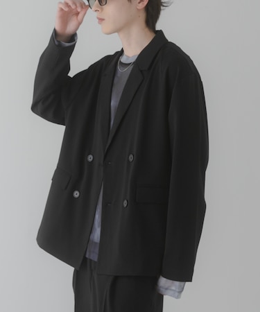 『イージーケア／速乾』リネンライクダブルテーラードジャケット