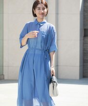 セミシアー5分袖シャツワンピース