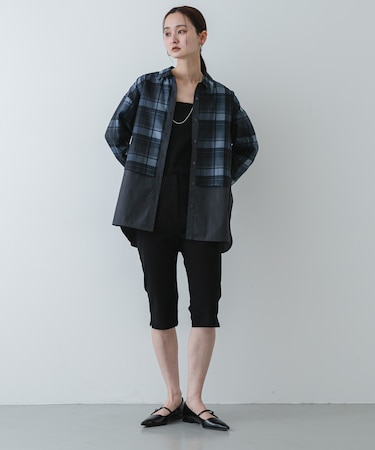 シアーチェックレイヤードシャツ