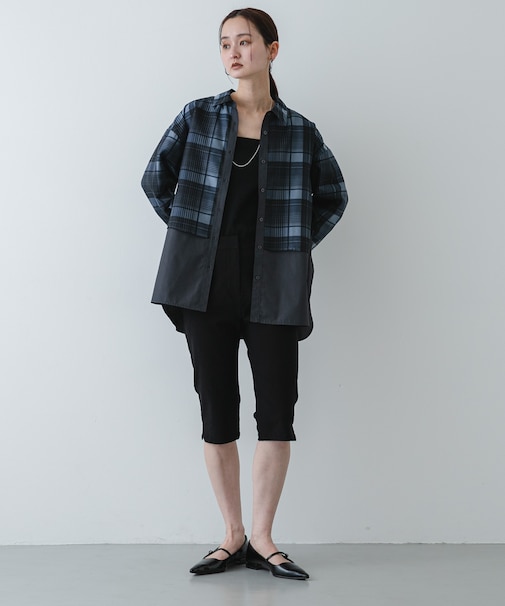シアーチェックレイヤードシャツ