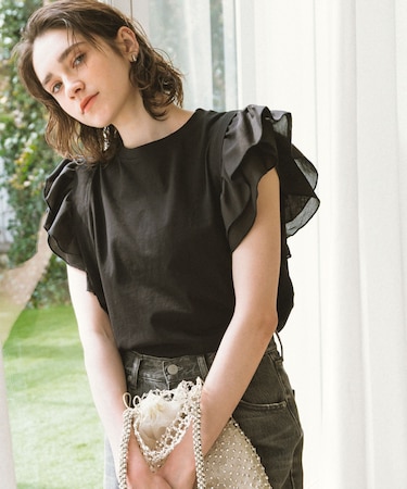 フリルフレンチタックスリーブプルオーバー