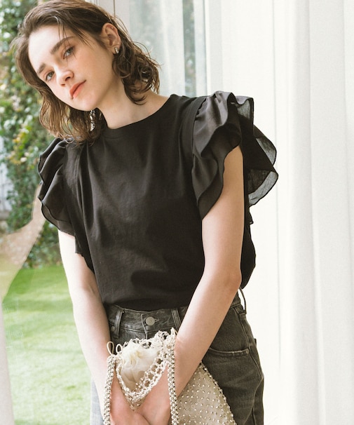 フリルフレンチタックスリーブプルオーバー