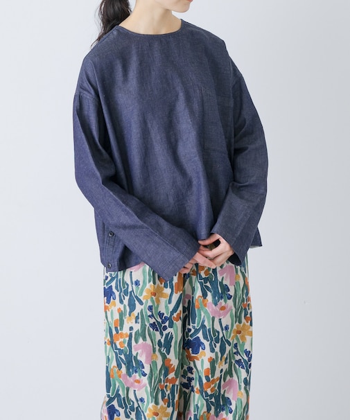 綿麻デニムプルオーバー