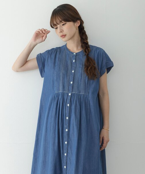 デニムピンタックヨークフレンチワンピース