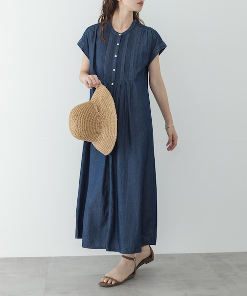 デニムピンタックヨークフレンチワンピース