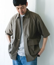 『UVカット／接触冷感／吸水速乾』ストレッチクロス ビッグポケットショートスリーブシャツ