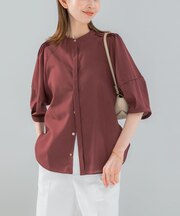 『WEB／一部店舗限定』『再入荷予定カラー』UVカットウォッシャブルリネン混シャツブラウス