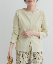 リブボタンカットカーディガン