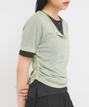 バイカラーヘンリーネックTEE