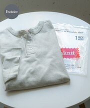 『別注』Healthknit×SENSE OF PLACE　ヘンリーネックTシャツ