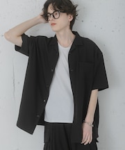 『速乾』ドライタッチオープンカラールーズショートスリーブシャツ