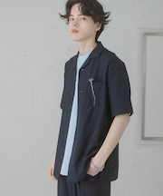 『速乾』ドライタッチオープンカラールーズショートスリーブシャツ