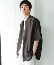 セオアルファバンドカラーショートスリーブシャツ