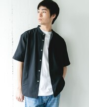 セオアルファバンドカラーショートスリーブシャツ