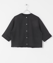 ノーカラーバックギャザーブラウス