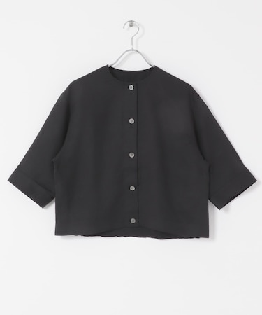 ノーカラーバックギャザーブラウス