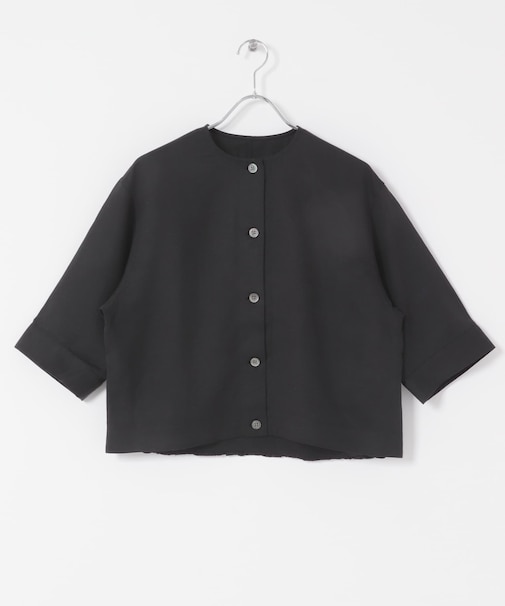 ノーカラーバックギャザーブラウス