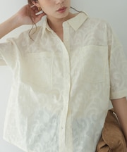 ボタニカル柄コットンジャガードシャツ