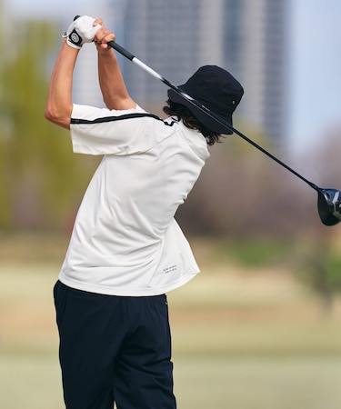 OOPS 吸水速乾ラインモックネックTシャツ