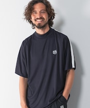OOPS 吸水速乾ラインモックネックTシャツ