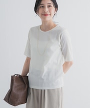 5分袖楊柳カットTシャツ