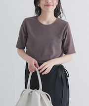5分袖楊柳カットTシャツ