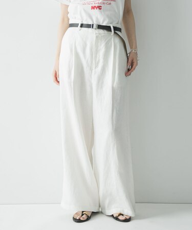 『3サイズ展開』リネンイージーワイドスラックス