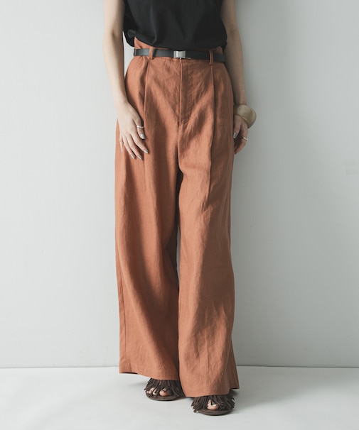 『3サイズ展開』リネンイージーワイドスラックス