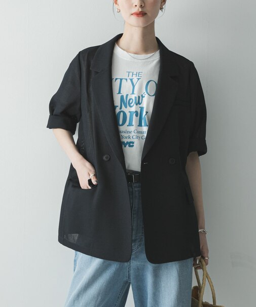 シアーメッシュハーフスリーブジャケット