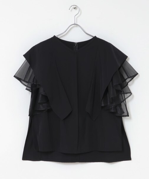 ELENDEEK　MESH LAYERED SLEEVE BLOUSE