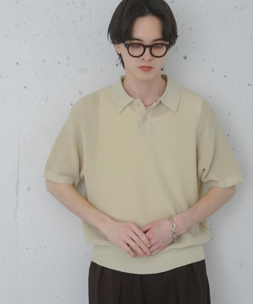 『洗濯可』エアリーメランジニットポロシャツ