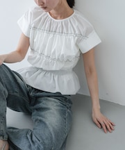 ロールアップシャーリングブラウス