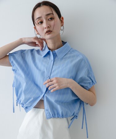 『イージーケア』クロップドギャザーシャツ