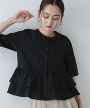 フリルペプラムブラウス