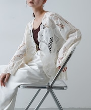 ノーカラーレースジャケット