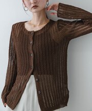 『洗濯可』スカラップレースアミカーディガン