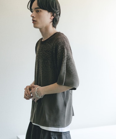 『洗濯可』エクストラルーズスプラッシュニットTシャツ