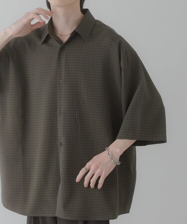 マイクロチェックエクストラルーズショートスリーブシャツ