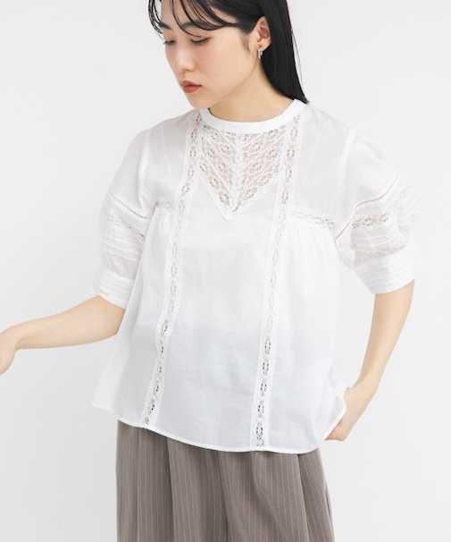 MIXレースディティールブラウス