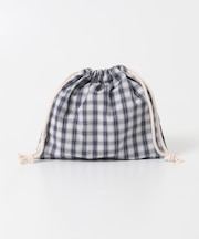 CINQ　ネイビーチェック 巾着S