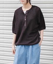 FORK&SPOON　ペーパーニットヘンリーネックプルオーバー