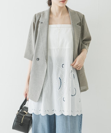 カットワークレースキャミソール