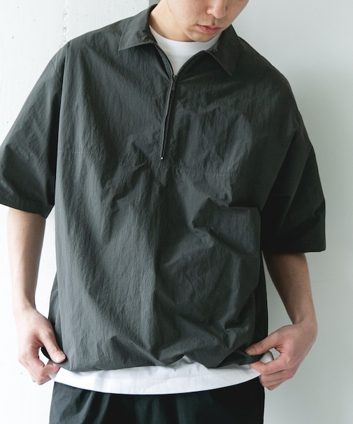 フルダルナイロンハーフジップアクティブプルオーバー