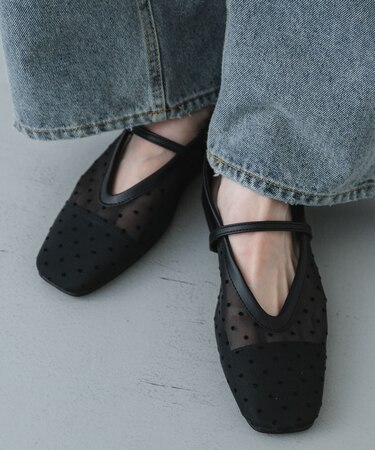 シアードットフラットパンプス