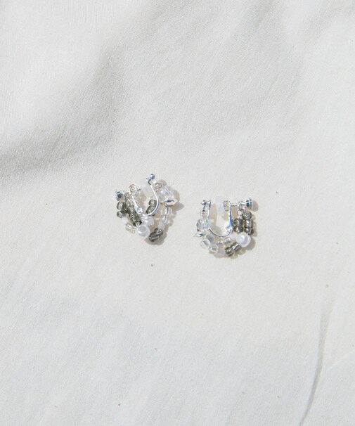 ビーズレイヤードイヤリング